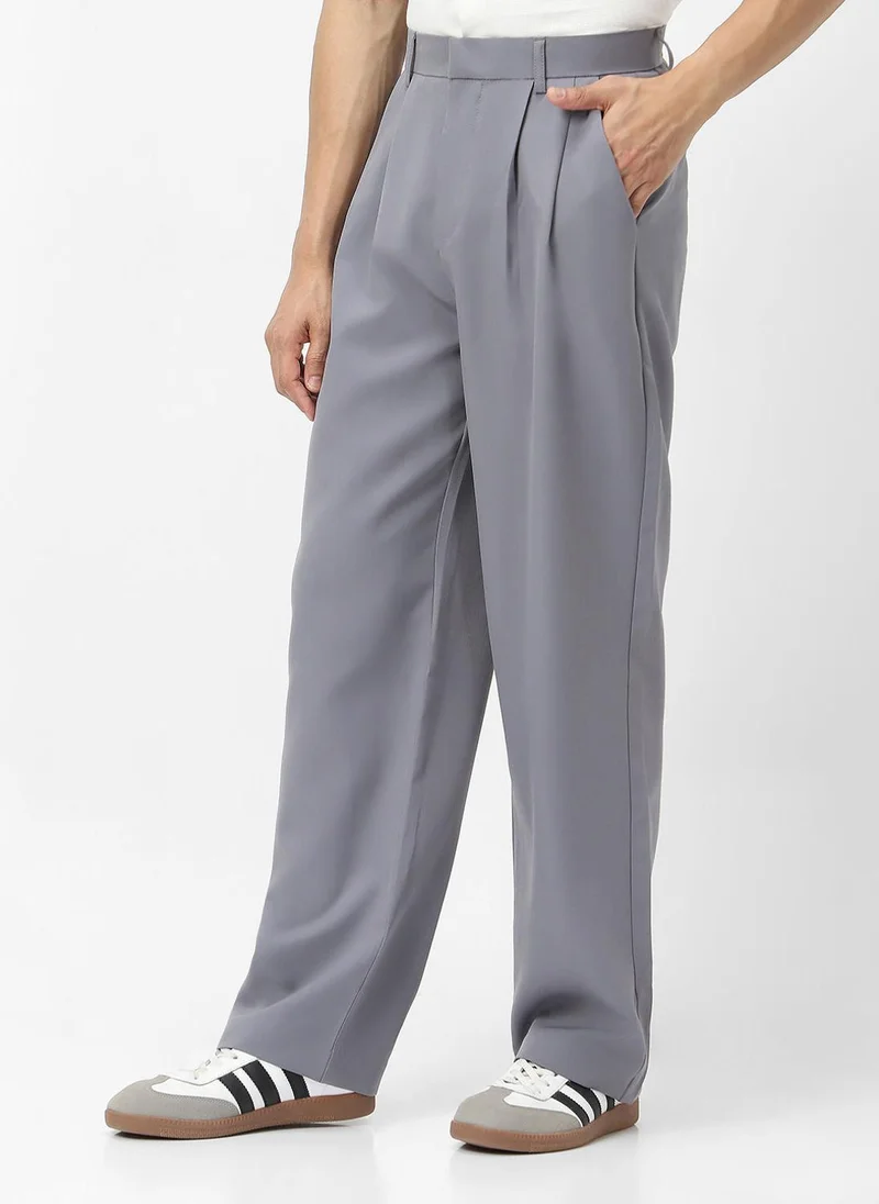 Urbano Fashion  Urbano Fashion Men's Grey Loose Baggy Fit Solid Korean Pants Stretchable for Men | Best Price UAE